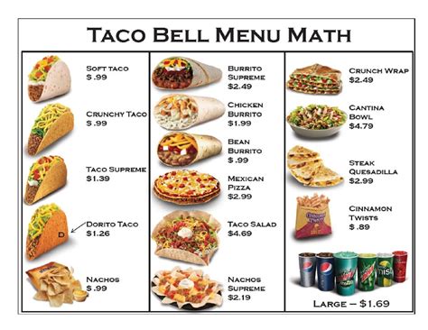 The <b>Taco</b> <b>Bell</b> <b>menu</b> in West Seneca has all of your favorite Mexican inspired <b>menu</b> items. . Menu de taco bell